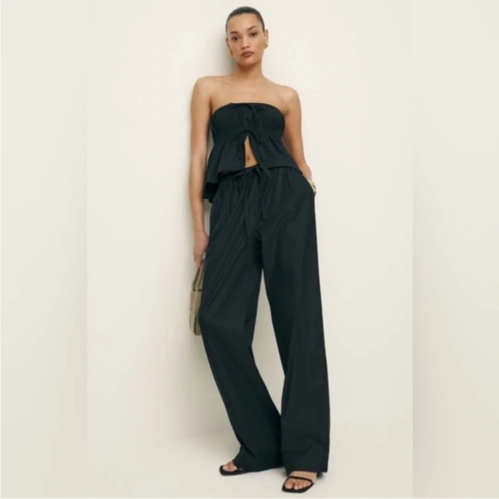 Reformation Micah Pant in Black Cotton Blend